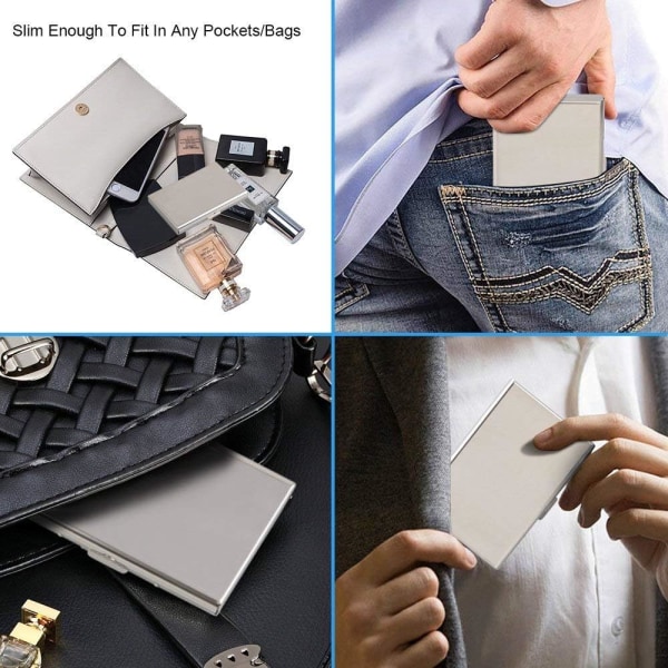 Metallinen korttikotelo lompakko, erittäin ohut ruostumattomasta teräksestä valmistetut metallilompakot RFID-suojatut luottokorttilompakkokotelot miehille ja naisille, paras korttisuoja