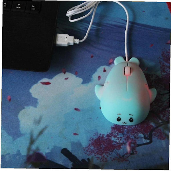 Trådbunden mus Cartoon mus Usb dator optisk mus ergonomisk design mus för PC laptop kontor flicka present(blå)(1st)