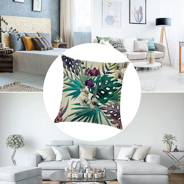 Botaaninen tyynynpäällinen Vesiväri trooppinen värikuva Luonnollinen tunne Pattern 1