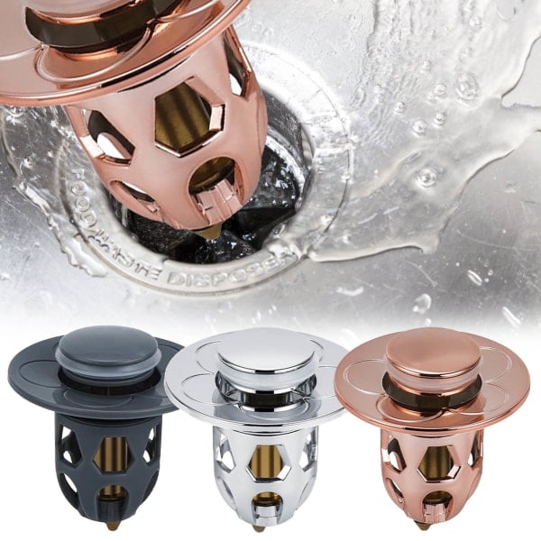 Kerna trycktyp diskbänkstopp Snabbt försegla och tömma vattenläckagesäkert för kök badrum rose gold