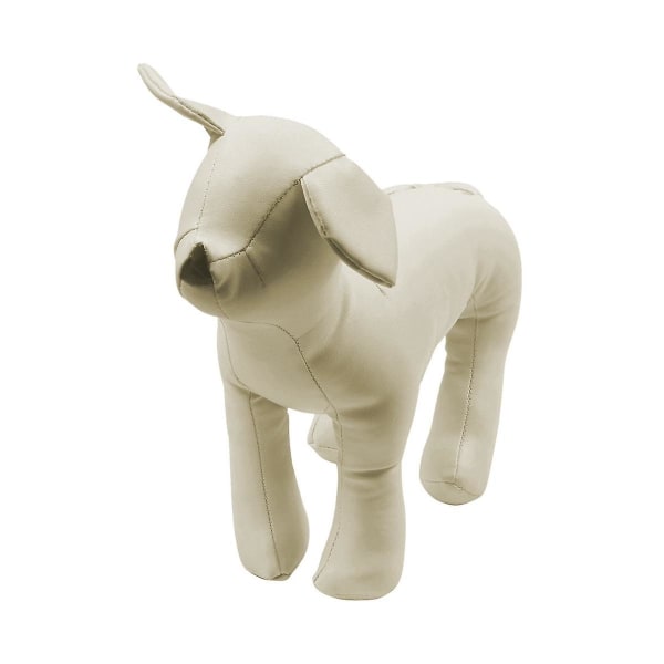 Læder Hund Mannequiner Stående Position Hund Modeller Legetøj Kæledyr Dyr Butik Display Mannequin Hvid S