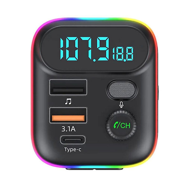Bluetooth 5.0+ Bil Bt Trådløs Fm Transmitter Adapter Pd Oplader Håndfri