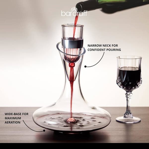Håndlaget luksus vingkaraffel i glass, 1,5 liter, klar