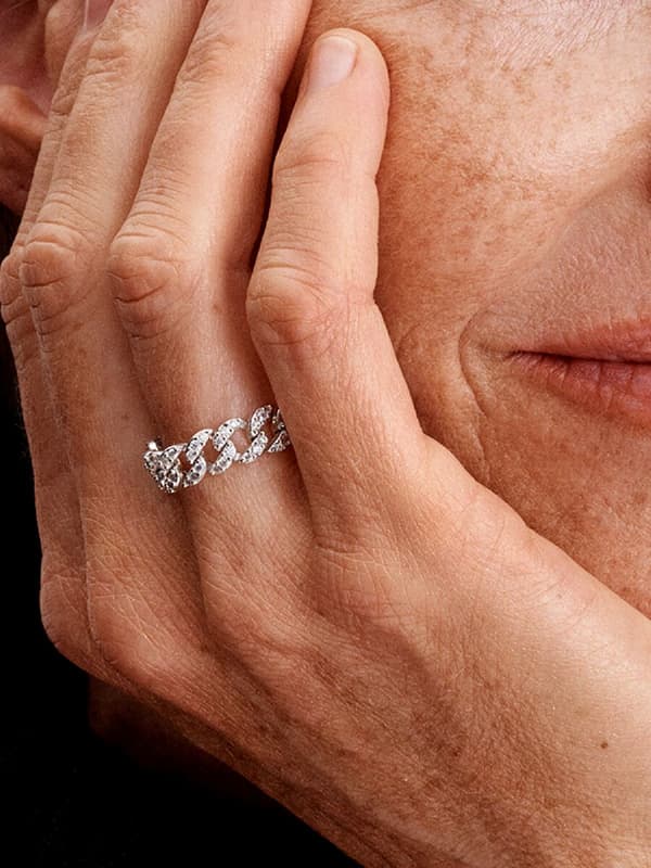 Pandora - Pavé Cuban Chain Ring - Sterling sølv Circumference: 56mm