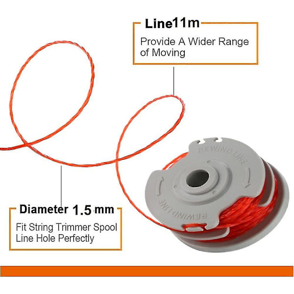 Gressklippertrådspoler for Flymo Fly021 (lengde 11m diameter 1,5mm) Nylonspolespolekutter (flymo Fly021, 4 stykker) (hy)