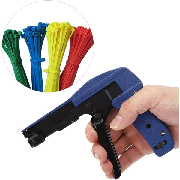 Kabelbinderpistol, professionel fastgørelse af nylon lynlåspistol med flush cut, kabelbinderstrammer Justerbar spænding, 2,2~4,8mm Bredde 1,6mm Tykkelse Kabel
