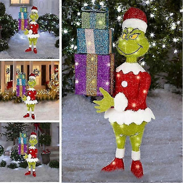 Jultomte Grinch Kommer Belysning Jul Utomhus Trädgård Dekoration Led Belysning D