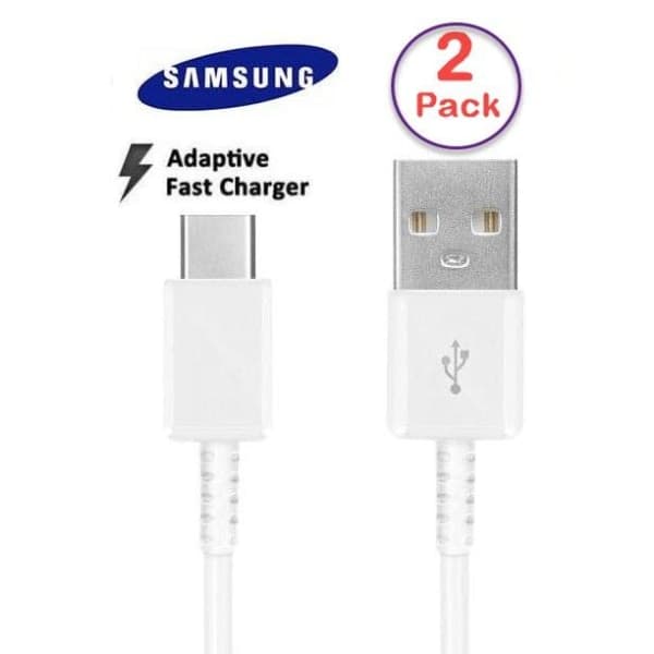 2 stk. Samsung Original 1,2 m ekstra lang USB-C-kabeloplader, hvid