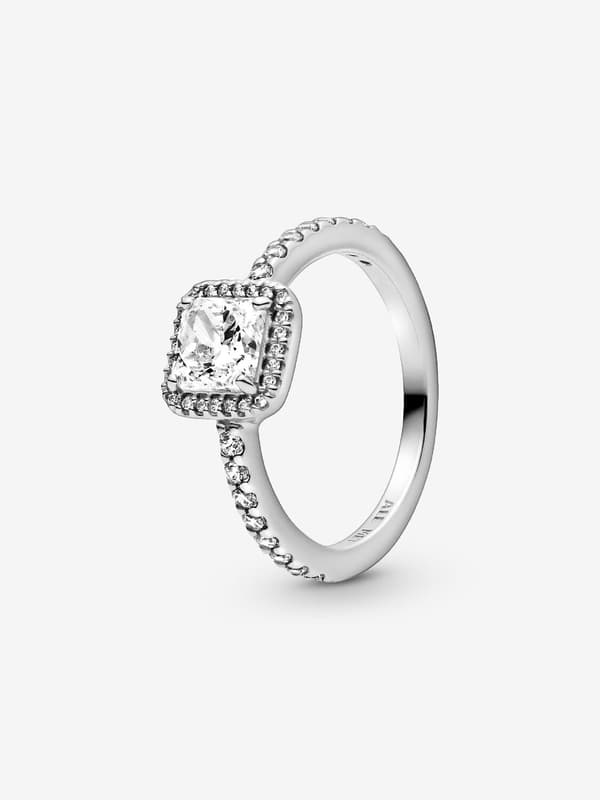 Pandora - Square Sparkle Halo Ring - Sterlingsølv Circumference: 52mm