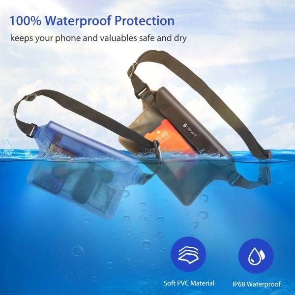 Vattentät påsväska med justerbar midjerem (2-pack) - Vattentät midjeväska Screen Touchable Dry Bag med justerbart bälte för strand, simning