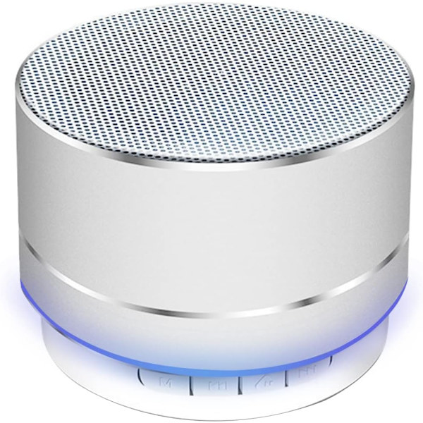 Bärbar Bluetooth-högtalare, trådlös högtalare med HD-ljudstöd TF-kort, mini bärbar högtalare för inomhus/utomhus, hem, grillning, strand och resor Silver