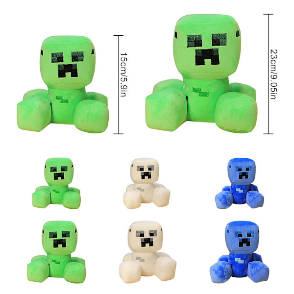 Minecraft Creeper -pehmolelut ympäri peliä 23cm white