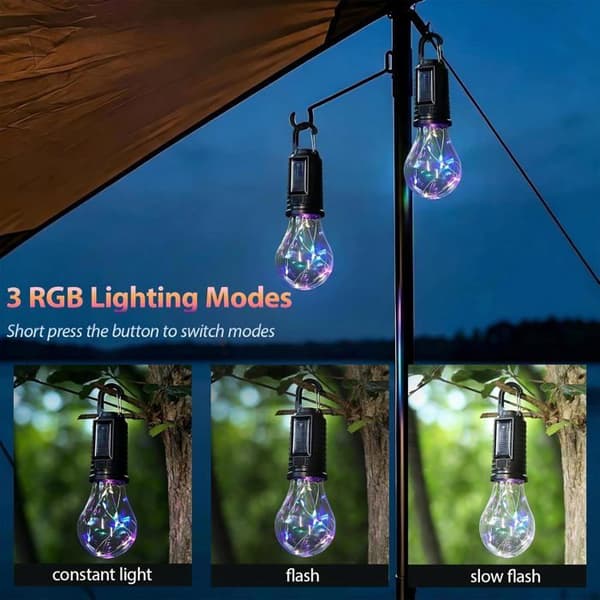 Genopladelig campinglampe til telte, vandtætte campinglanterner med 3 dæmpbare RGB-lys