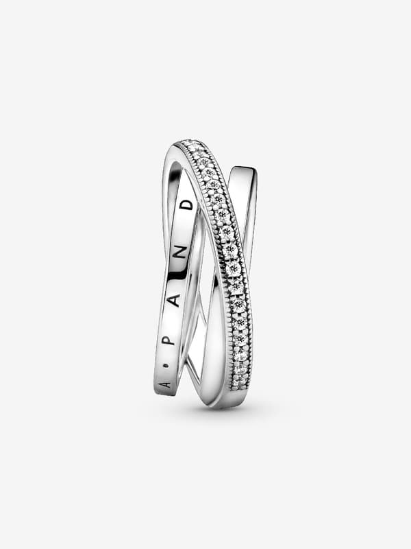 Pandora - Crossover Pavé Trippelbandsring - Sterlingsilver Circumference: 52mm
