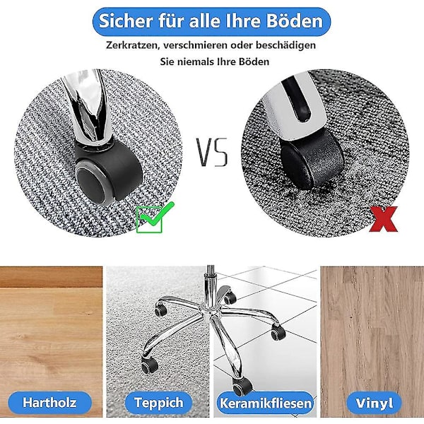 Korvaavat kovat lattian toimistotuolin pyörät - 5 kpl - 11 mm / 22 mm - Pelituoleille, pyöriville tuoleille, Pr