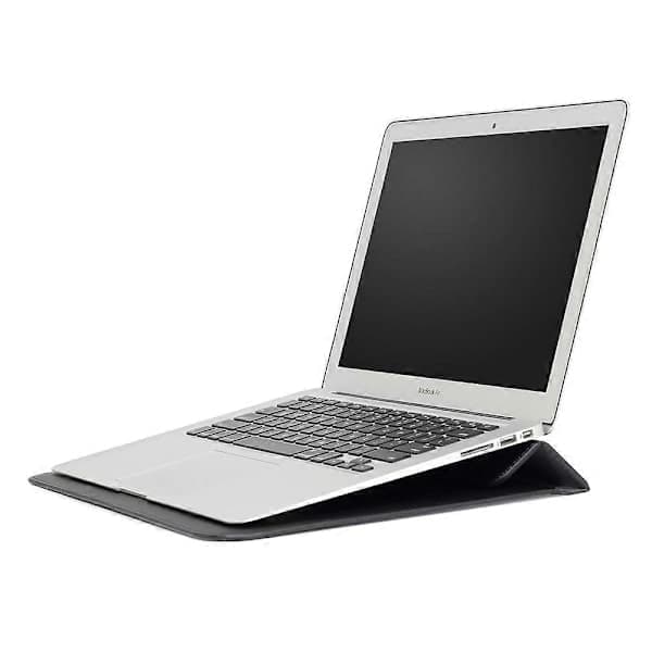 Konvolutstil PU læder laptop taske til MacBook Air 13,3-tommer/iPad Pro 12,9 - Sort