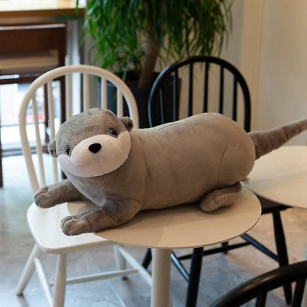 40cm-80cm Reallife Eurasian River Otter Plush Toy Realistic Wild Animals Stuffed Doll Lifelike Soft Otters Toy Gift For Kids Boy 60cm Pink