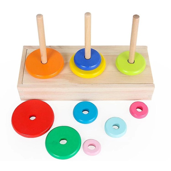 Hanoi tårn barn pedagogiske leker tre puslespill stabling tårn tidlig læring klassisk matematisk puslespill barn baby leker zxh 10layers l