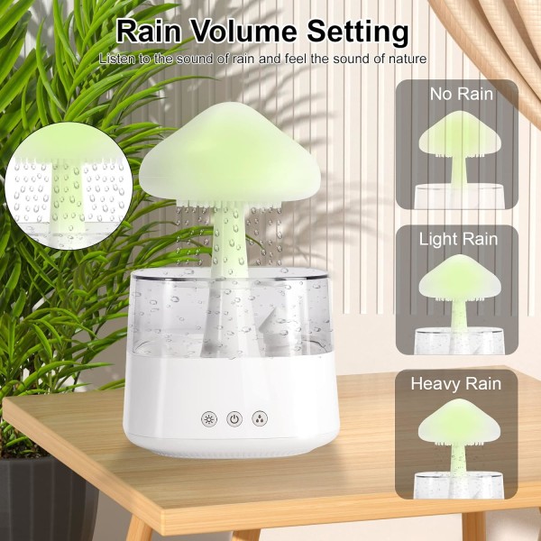 Nattlys skyregnfukter med 7 farger LED-lys mikroaromaterapi diffusor skrivebordsseng søvn avslapning humør vanndråpelyd gave