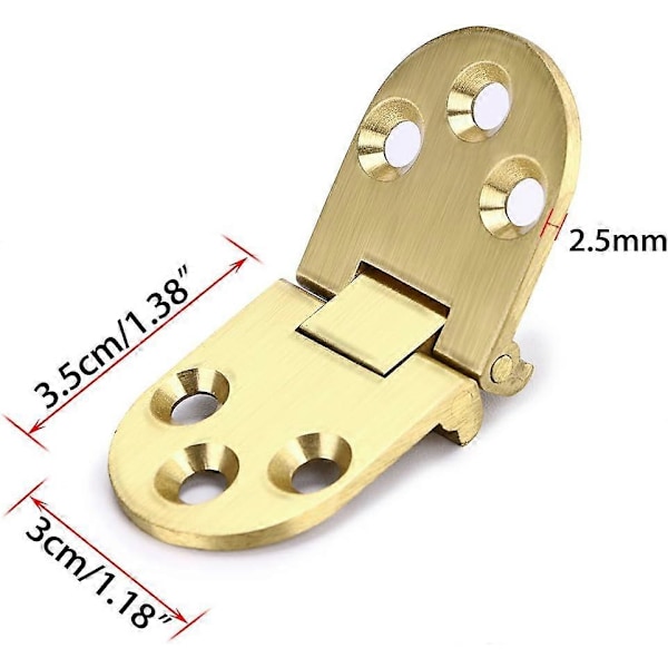 2 massive messinghængsler, skrivebordsskuffeshængsel med klap til bordpladesymaskine, døre og foldbord med skrue (90 grader)