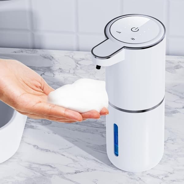 Automatisk sæbedispenser 380 ml – IPX5 sæbedispenser til flydende skumsæbe Berøringsfri sæbedispenser Hvid