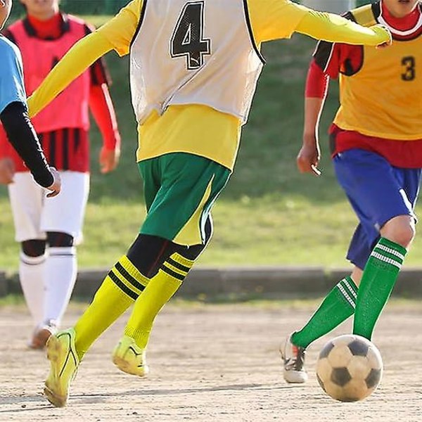 6 par fotballsokker i fargerike, elastiske kompresjonsstrømper til knærne, høye rørsokker, fotballstrømper for gutter, jenter og tenåringer black