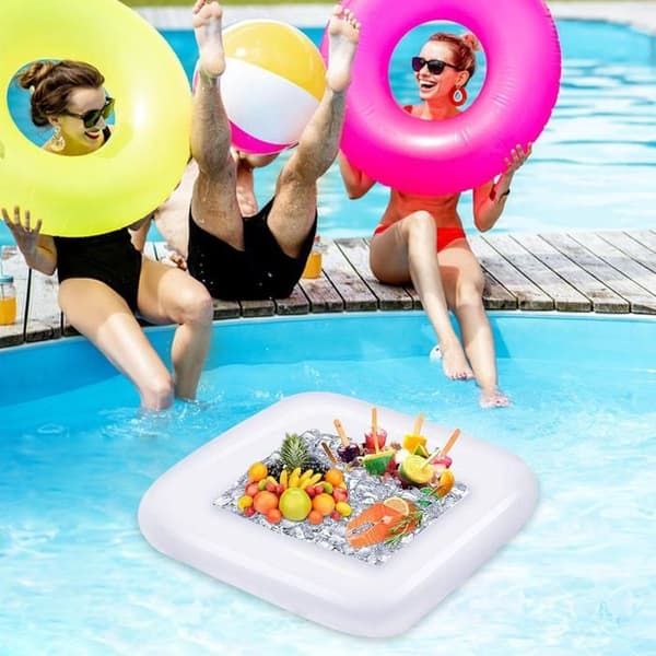 Oppustelig poolbar - Flydende drikkekøler til sommerfester - Drikkebakke til grillfester - Serveringsbakke