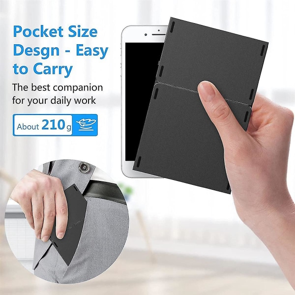 Foldbar, USB-oppladbar trådløst tastatur for iOS, Android, Windows PC bærbar smarttelefon - svart