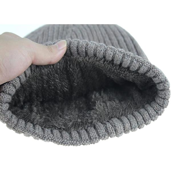Vinterhatte til mænd Uldstrikkede Slouchy Beanie-hatte Varme Baggy Skull Cap Dark Gray