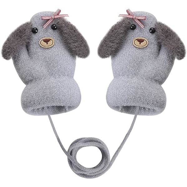 Baby Toddlers Varm Vantar Magic Stretch Vantar Handskar på Snöre Pojkar Flickor Stickade Vantar Tjockna Fleece Foder Nyfödda Vantar Full Finger Vantar