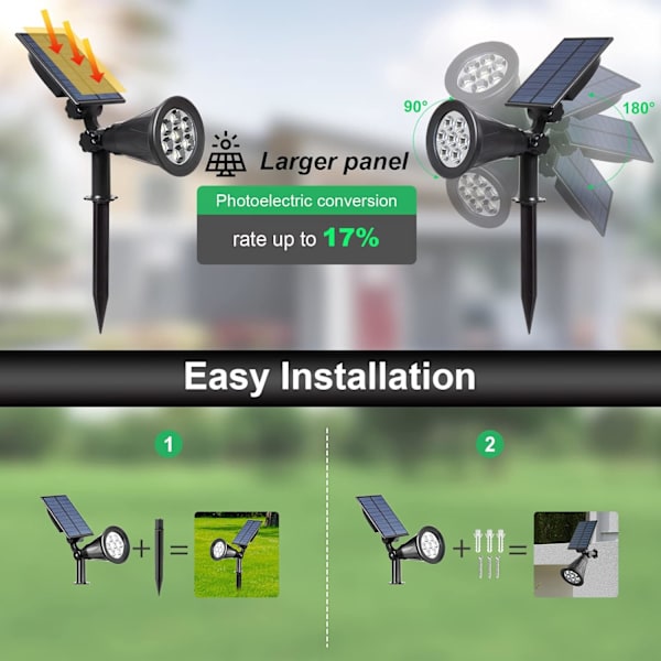 LED-aurinkovalonheittimet, 7 LED-väriä vaihtava puutarha, turvavalaistus, polkuvalot, terassille, nurmikolle, puulle, pihalle, puutarhaan (2 kpl)
