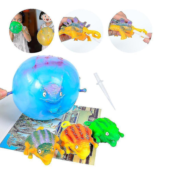 Barn Morsomme Blåse Dinosaur Leke Angst Stress Relief Oppblåsbare Dinosaur Ball Squeeze Ball(3stk)