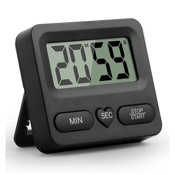 Køkken digital timer med stor skærm - multifunktionel med stopur og alarm sort black