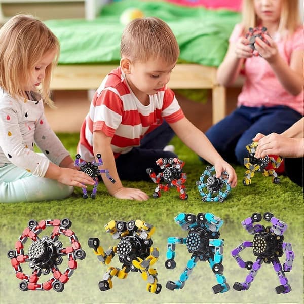 Transformerbare Fidget Spinners 4 stk til børn og voksne Stressaflastende sensorisk legetøj til drenge og piger Fingerspidsgyro