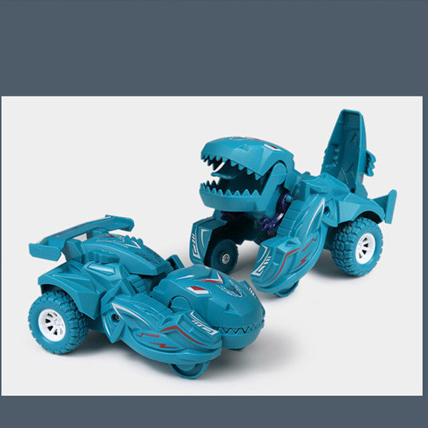 Dinosaurie Transformerande Bil Realistisk Deformation Inertial Scooter Småbarn Barn Leksak Cyan