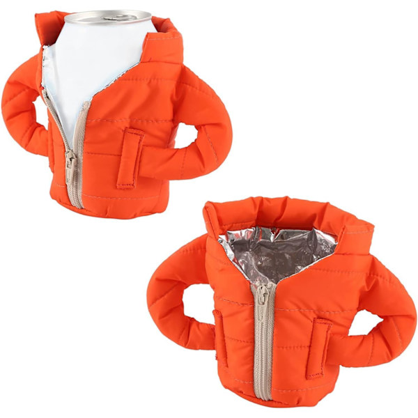 Kylhylsa för burkar, ölkylare dryckesjacka dryckeskylare, ölväst jacka lock, isolerad burkkylare jacka för 12oz burkar, kreativa ölrockar Orange
