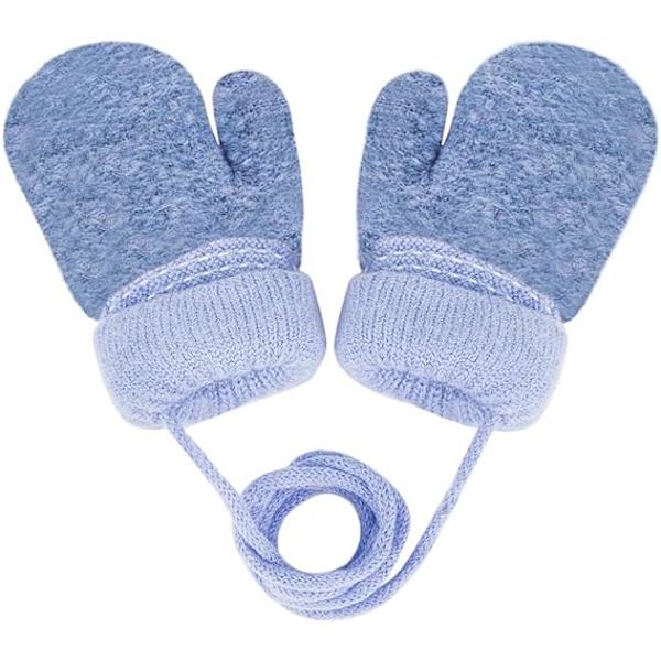 Toddler Magic Stretch Mittens Tjocka Plyschfodrade, Vinter Baby Boys Girls Stickade Vantar Varma Fluffiga Hel Fingerhandskar Kallt Väder Skidhandskar