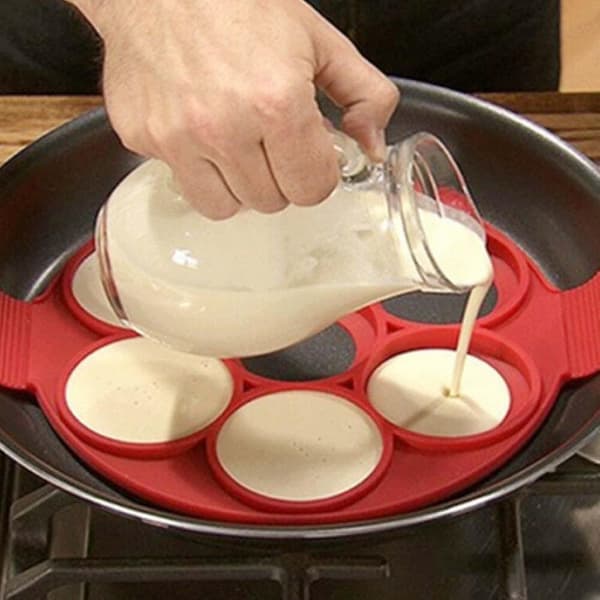 Nonstick pannekake-kokeapparat Egg Ring Maker Cheese Egg Cooker Pan Flip