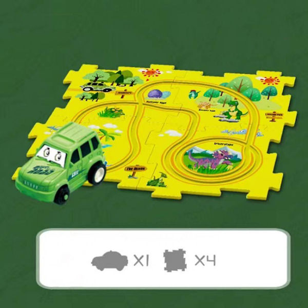 Järnvägspussel leksak DIY montera pussel flexibel järnvägsspår förälder-barn interaktion leksak elektrisk spårbil pussel leksaker presenter Red car puzzel