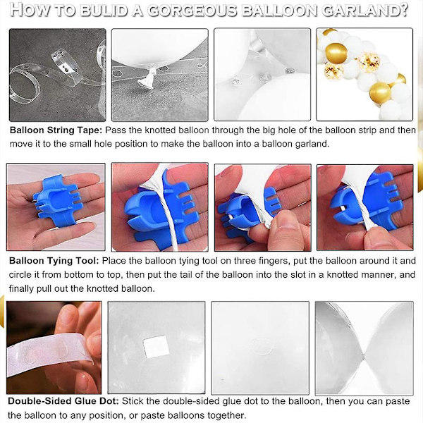 Platin Ballongirland Kit Med Gyldne Trådgardiner Platinballoner Hvid Og Guld Bryllup Fødselsdagsfest