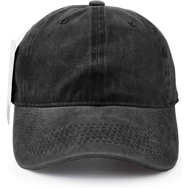 Baseball Cap, Bomulds Justerbar Sport Udendørs Sol Cap Unisex Hip Hop Casual Hat Snapback Cap(sort)