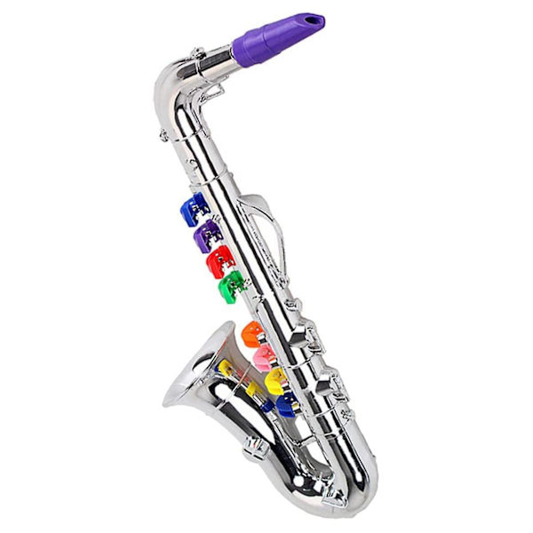 Saxofon 8 Färgade Tangenter Metallisk Simulering Rekvisita Spela Mini Musikalisk För Barn Födelsedag Leksak Guld