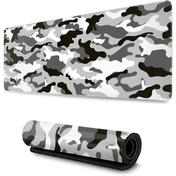 Sort Grå og Hvid Gaming Musemåtte Stor Camo Grå Lang Udvidet Pads Skrivebordsmåtte Camouflage Stor Musemåtte til Hjemmet