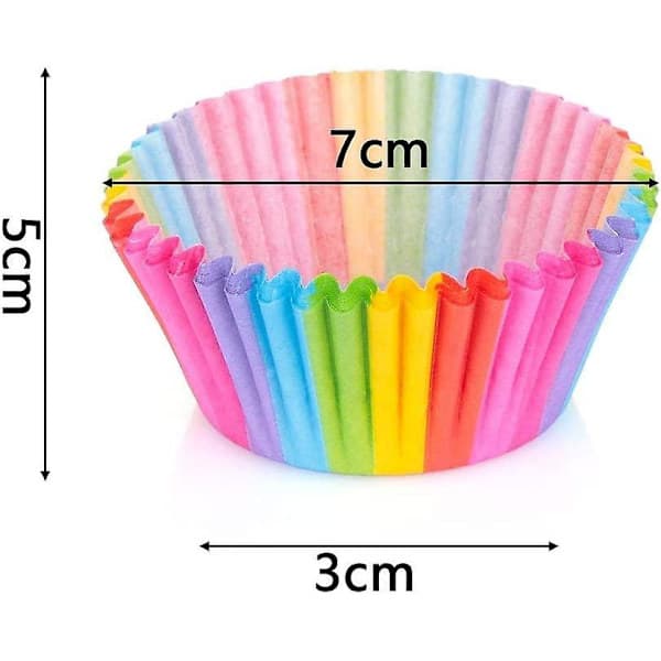 Pakke med 200 Regnbue Papir Cupcake Forme