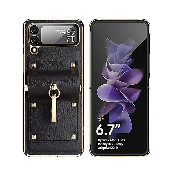 Lämplig för Samsung Zflip3 Samsung Mobilskal Vikbart Ringfodral svart black