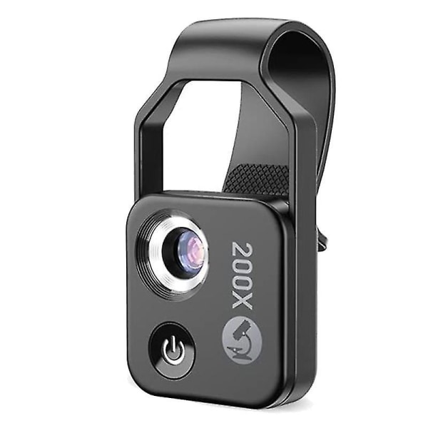 200x mobiltelefon mikroskop tilbehør med CPL linse, bærbart mini digitalt mikroskop med led lys