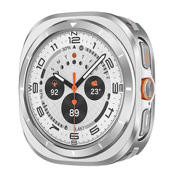 Metall PC Klockfodral För Samsung Galaxy Watch Ultra 47mm Silver Orange Silver Orange