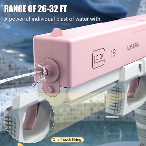 Elektrisk vattenpistol - Lång räckvidd - Rosa