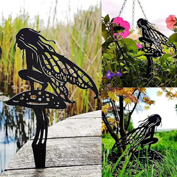 Havepynt Fe Metal Blomsterfe Tre-delt Sæt 3PC