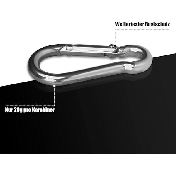 10 kappaleen ruostumattomasta teräksestä valmistettu karabiinihaka, pieni karabiinihaka, avaimenperän pidike ulkoilmaan, retkeilyyn, vaellukseen, nostoapuväline ja kahvakuula silmukalla 10pcs 5*50mm